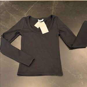 Zara Classic Cotton Black Long Sleeve Women's Tee